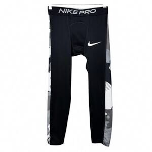 Nike Pro Dri-FIT Pants Mens Small Black Camo Compression Athletic Under Layer